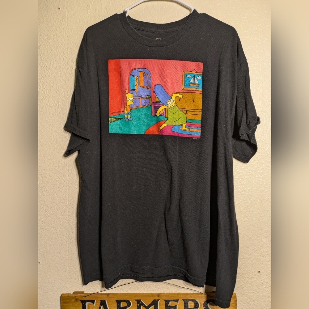 The Simpsons Black Graphic T-Shirt with Cartoon Print Size Xl